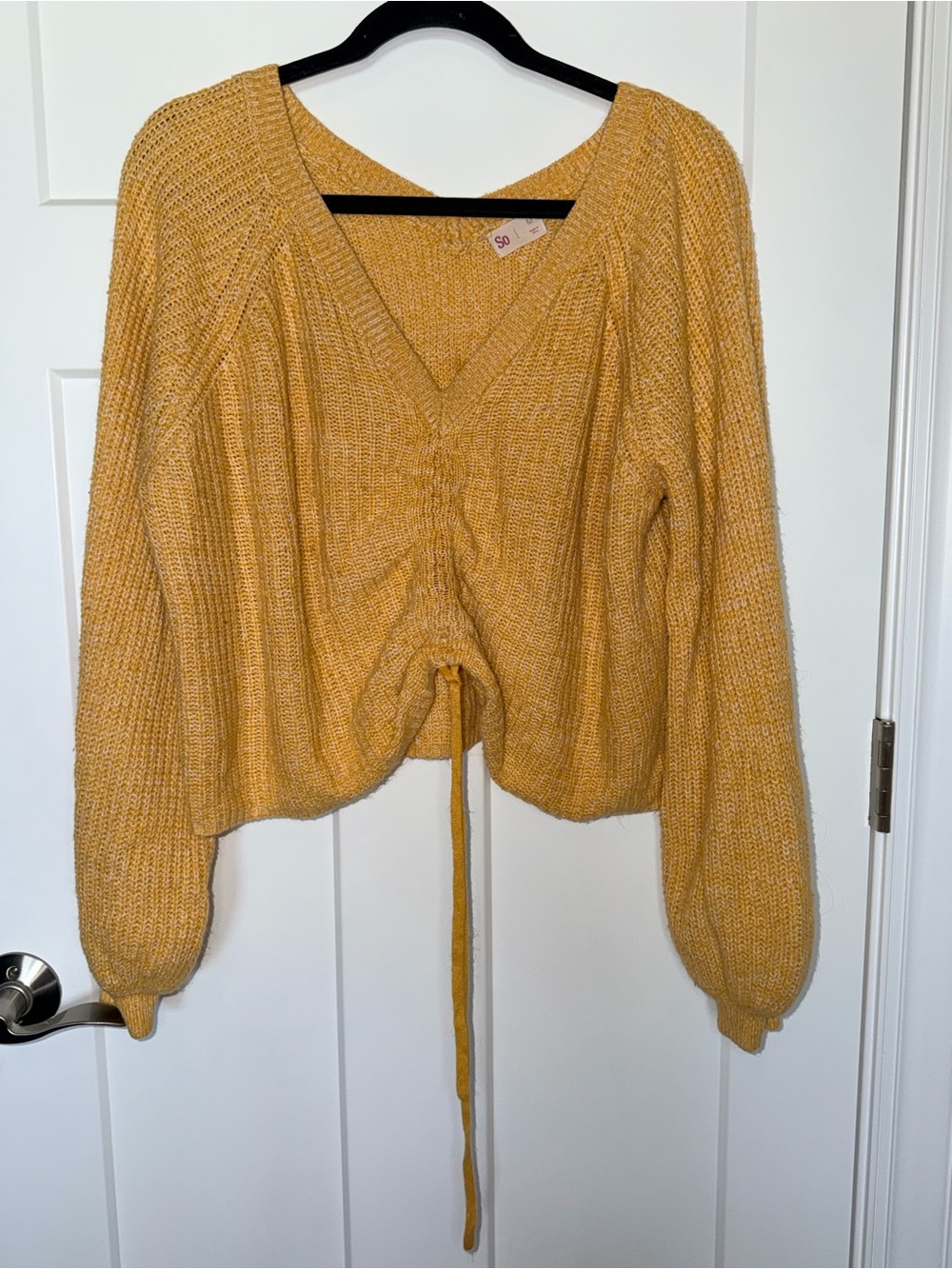 SO Yellow Drawstring Sweater